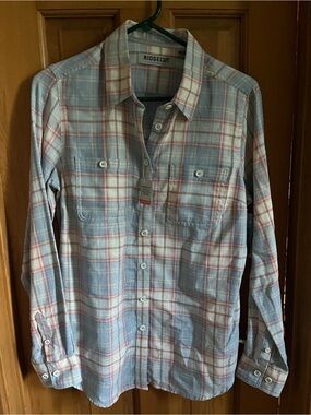 Ridgecut Women’s Light Blue & Coral Plaid Button-Down Shirt
